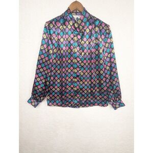 Vintage Laura‎ & Jayne Multicolored Disco Geometric Print Long Sleeve 14